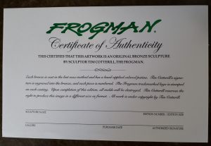 Frogman Certificate of Authenticity